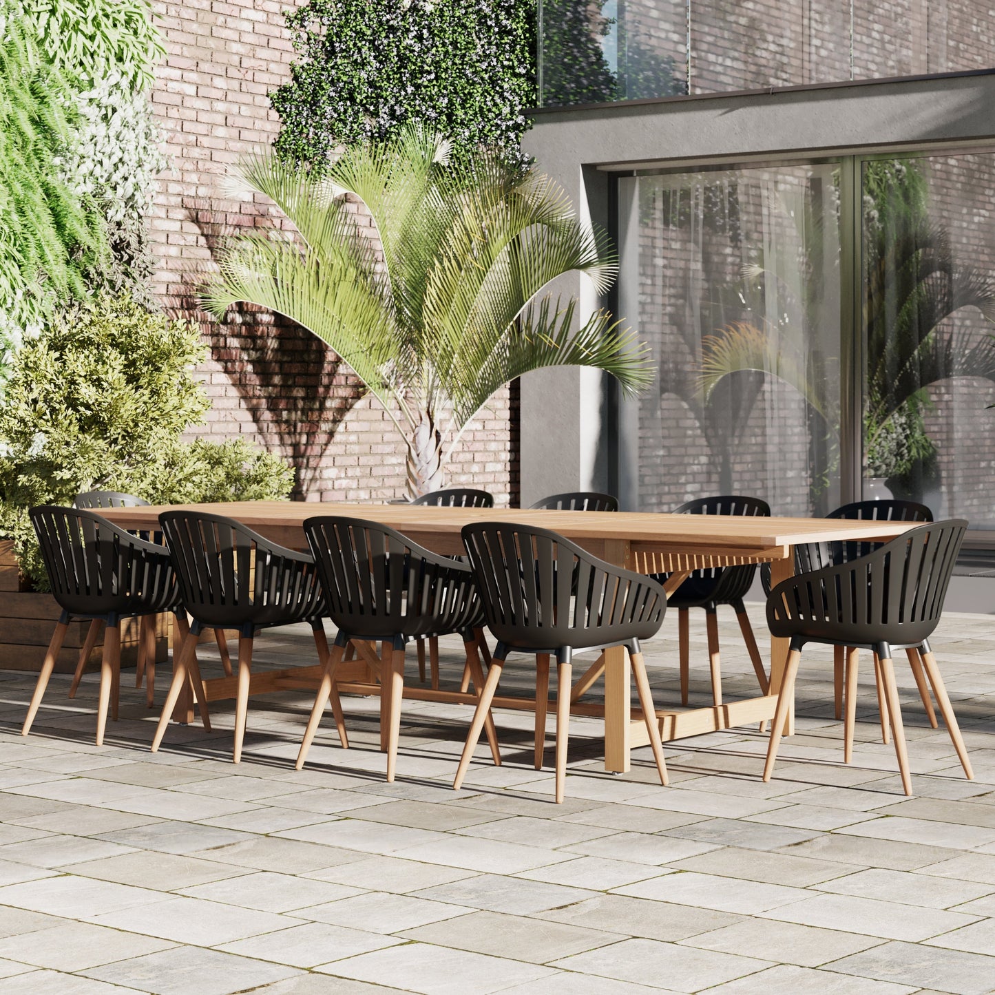 Set da pranzo per esterni da 11 pezzi in legno certificato FSC Amazonia Myers