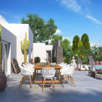 Set da pranzo per esterni da 11 pezzi in legno certificato FSC Amazonia Myers