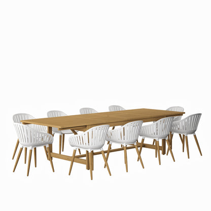 Set da pranzo per esterni da 11 pezzi in legno certificato FSC Amazonia Myers