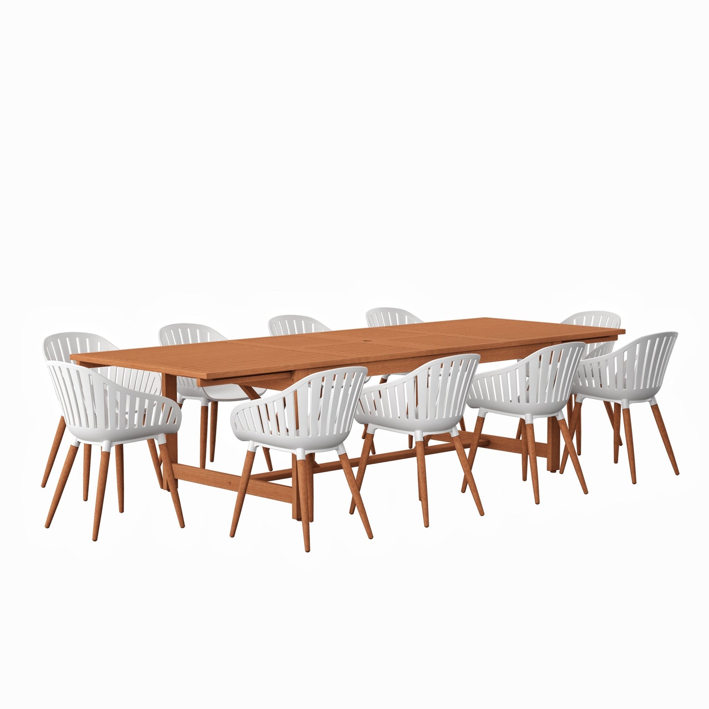 Set da pranzo per esterni da 11 pezzi in legno certificato FSC Amazonia Myers