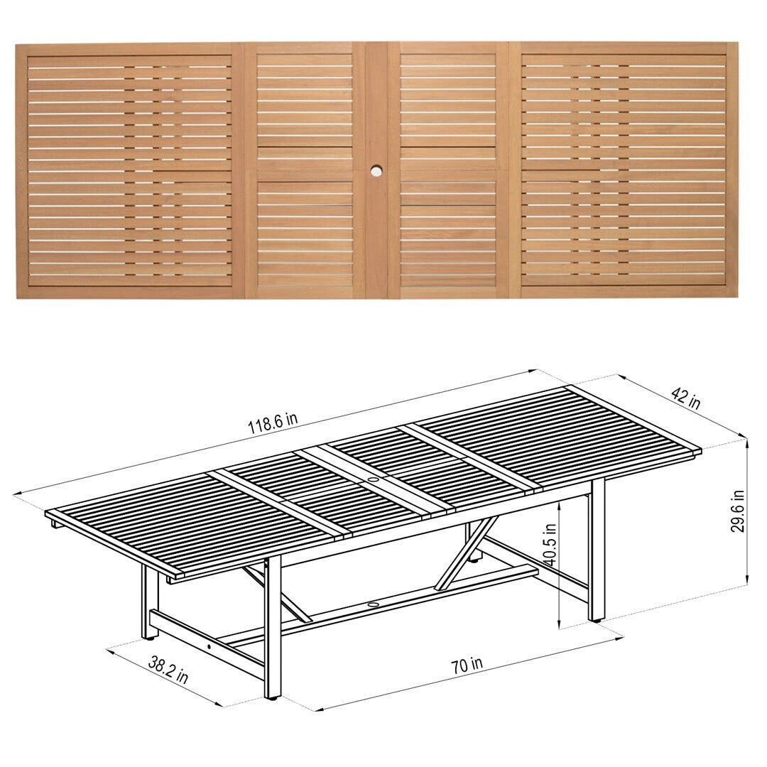 Set da pranzo per esterni da 11 pezzi in legno certificato FSC Amazonia Myers