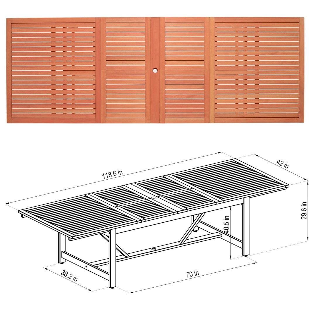 Set da pranzo per esterni da 11 pezzi in legno certificato FSC Amazonia Myers