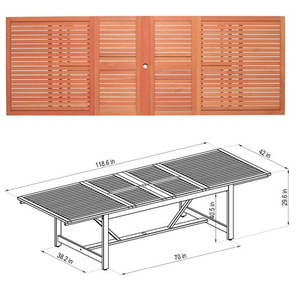 Set da pranzo per esterni da 11 pezzi in legno certificato FSC Amazonia Myers