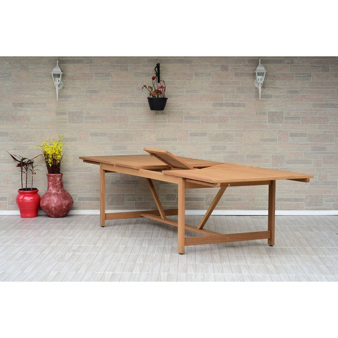 Set da pranzo estensibile per patio esterno in legno certificato FSC Amazonia Nadia