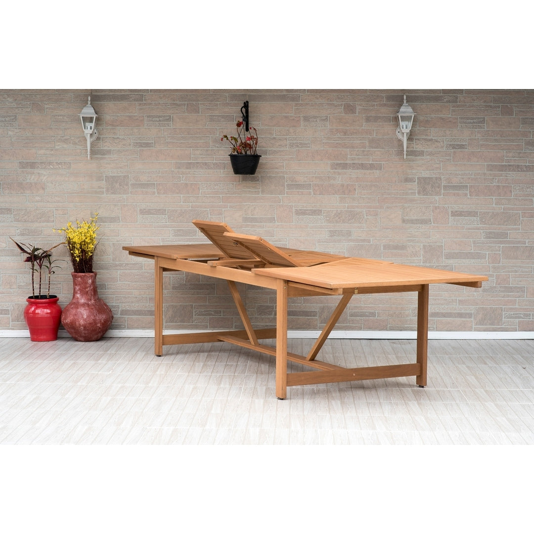 Set da pranzo estensibile per patio esterno in legno certificato FSC Amazonia Nadia