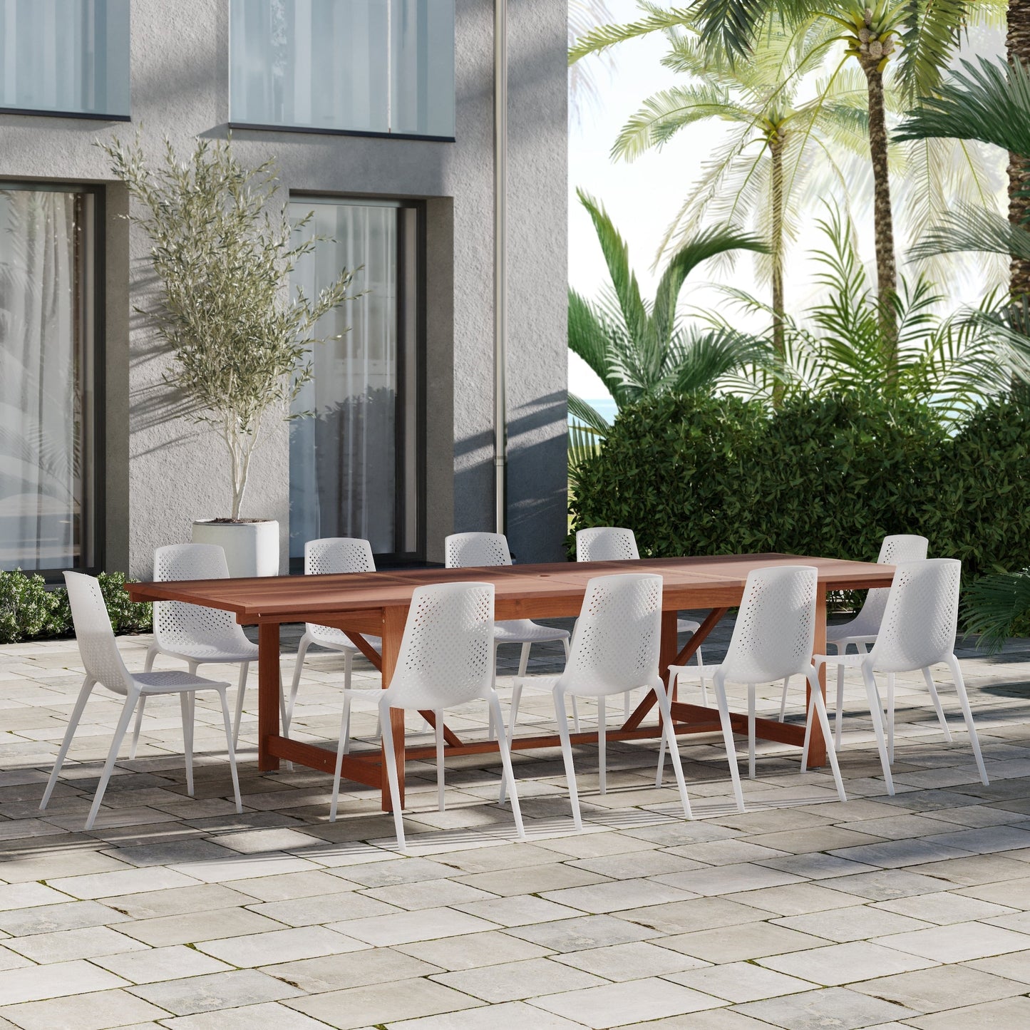 Set da pranzo per esterni Amazonia Macker da 11 pezzi in legno certificato FSC