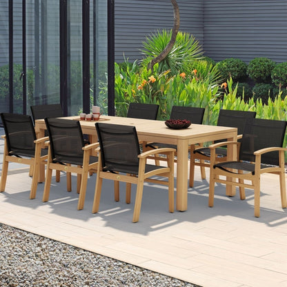 Set da pranzo Luna in legno per patio esterno Amazonia Teak da 9 pezzi - 9 pezzi