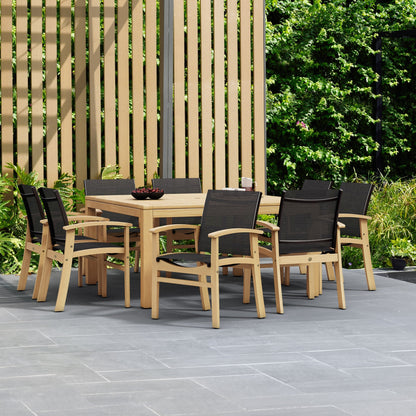 Set da pranzo Luna in legno per patio esterno Amazonia Teak da 9 pezzi - 9 pezzi