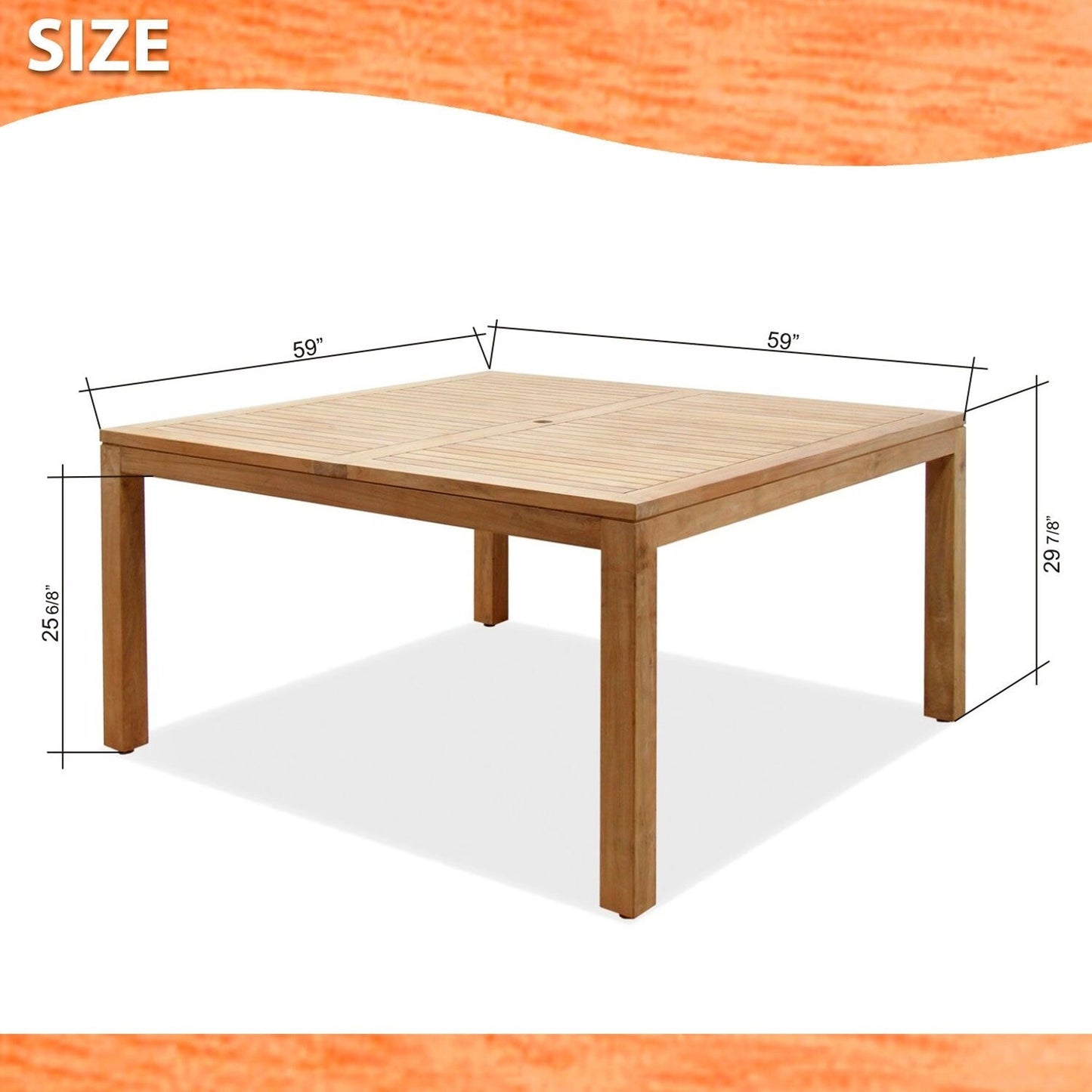 Set da pranzo Luna in legno per patio esterno Amazonia Teak da 9 pezzi - 9 pezzi