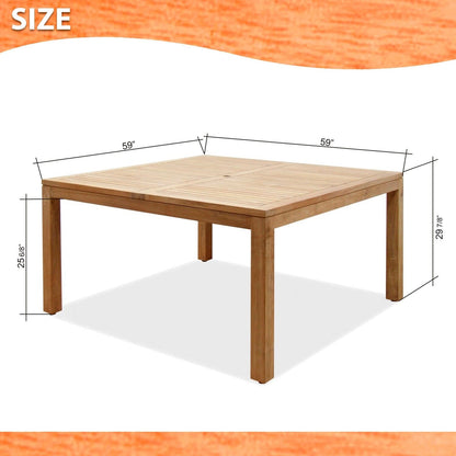 Set da pranzo Luna in legno per patio esterno Amazonia Teak da 9 pezzi - 9 pezzi