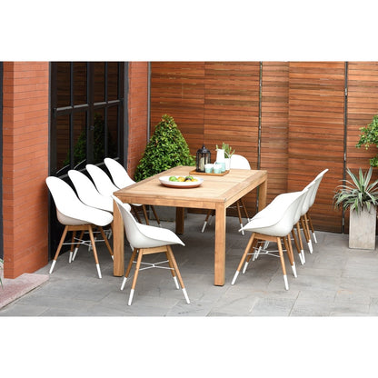 Set da pranzo rettangolare da patio Amazonia Teak Bonita White da 11 pezzi