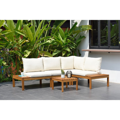 Set componibile George Patio in legno e corda con finitura in teak Amazonia