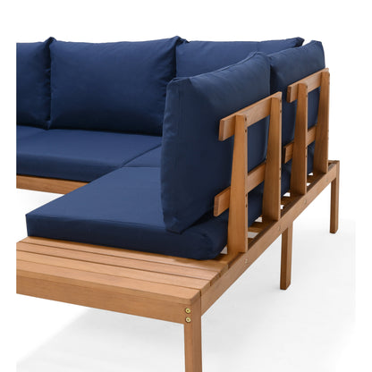 Set componibile George Patio in legno e corda con finitura in teak Amazonia