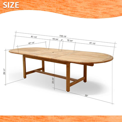 Set da pranzo estensibile per patio in legno di teak Amazonia Pierrer