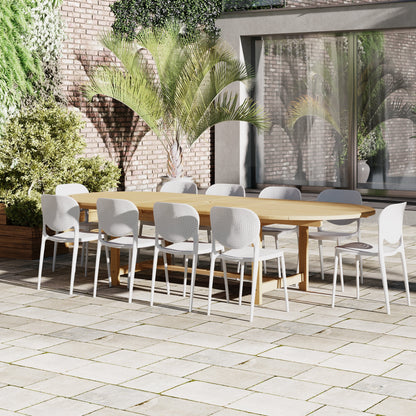 Set da pranzo estensibile per patio in legno di teak Amazonia Pierrer