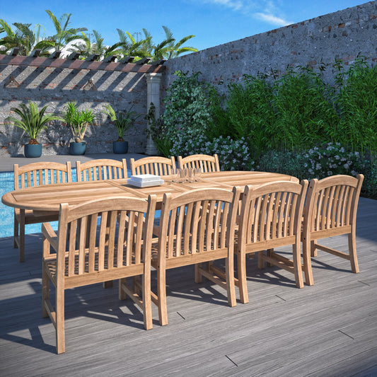 Set da pranzo estensibile per esterni Amazonia FSC Teak - 9 pezzi