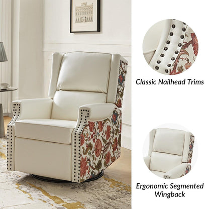 Poltrona reclinabile girevole Amelia Transitional in pelle PU con cuciture floreali di HULALA HOME
