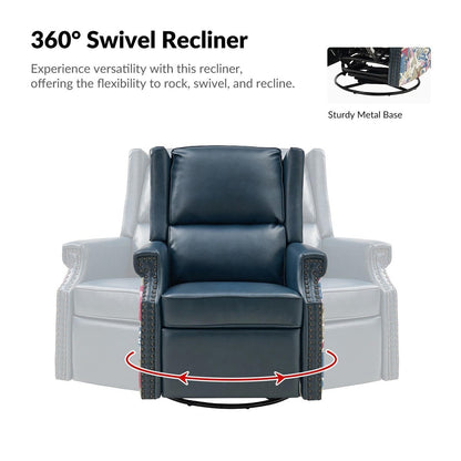 Poltrona reclinabile girevole Amelia Transitional in pelle PU con cuciture floreali di HULALA HOME