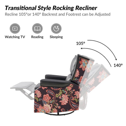 Poltrona reclinabile girevole Amelia Transitional in pelle PU con cuciture floreali di HULALA HOME