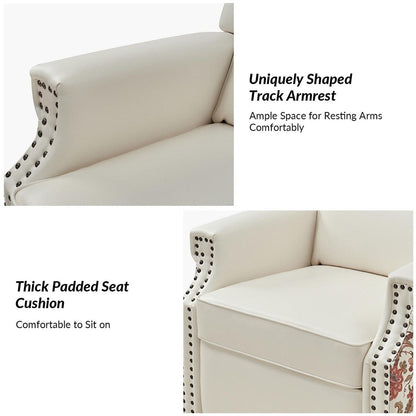 Poltrona reclinabile girevole Amelia Transitional in pelle PU con cuciture floreali di HULALA HOME