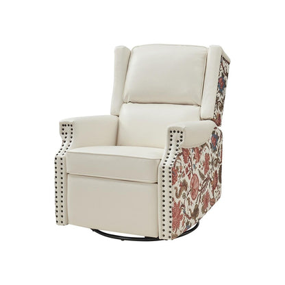 Poltrona reclinabile girevole Amelia Transitional in pelle PU con cuciture floreali di HULALA HOME