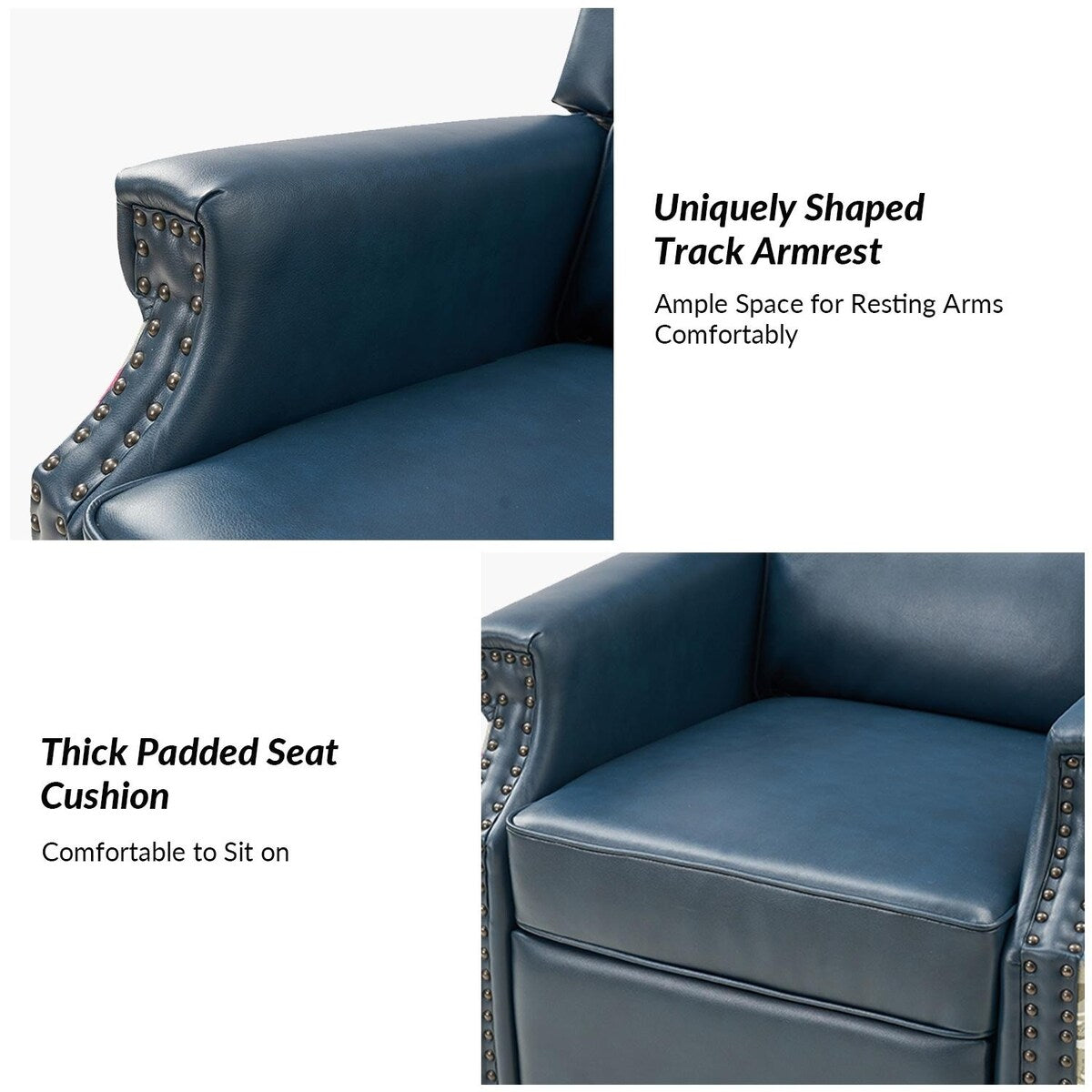 Poltrona reclinabile girevole Amelia Transitional in pelle PU con cuciture floreali di HULALA HOME