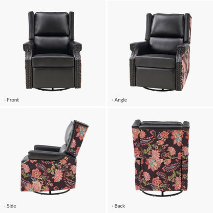 Poltrona reclinabile girevole Amelia Transitional in pelle PU con cuciture floreali di HULALA HOME