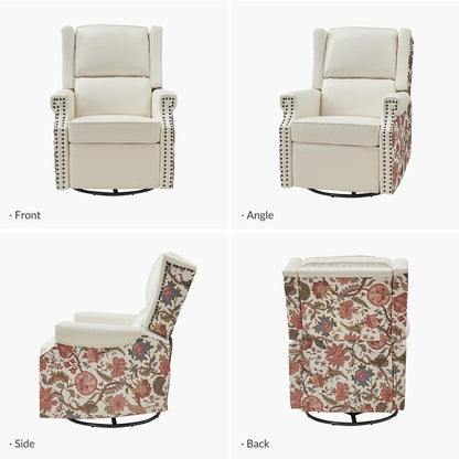 Poltrona reclinabile girevole Amelia Transitional in pelle PU con cuciture floreali di HULALA HOME