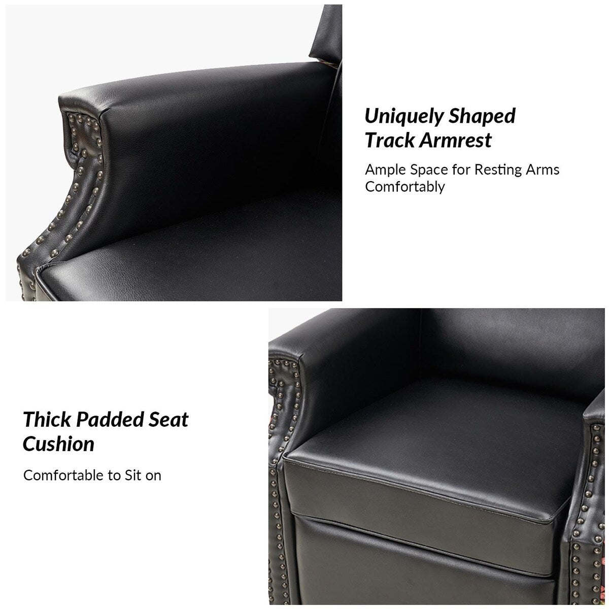 Poltrona reclinabile girevole Amelia Transitional in pelle PU con cuciture floreali di HULALA HOME