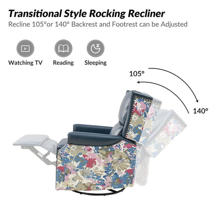 Poltrona reclinabile girevole Amelia Transitional in pelle PU con cuciture floreali di HULALA HOME