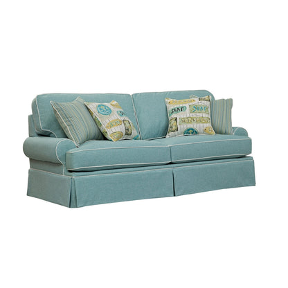Divano modello Coastal Aqua Series di American Furniture Classics con quattro cuscini decorativi