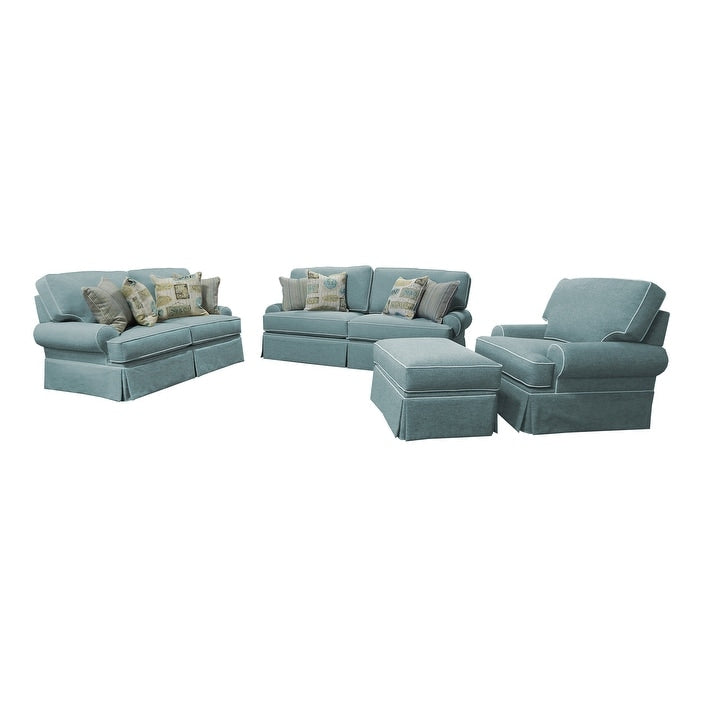 Divano modello Coastal Aqua Series di American Furniture Classics con quattro cuscini decorativi