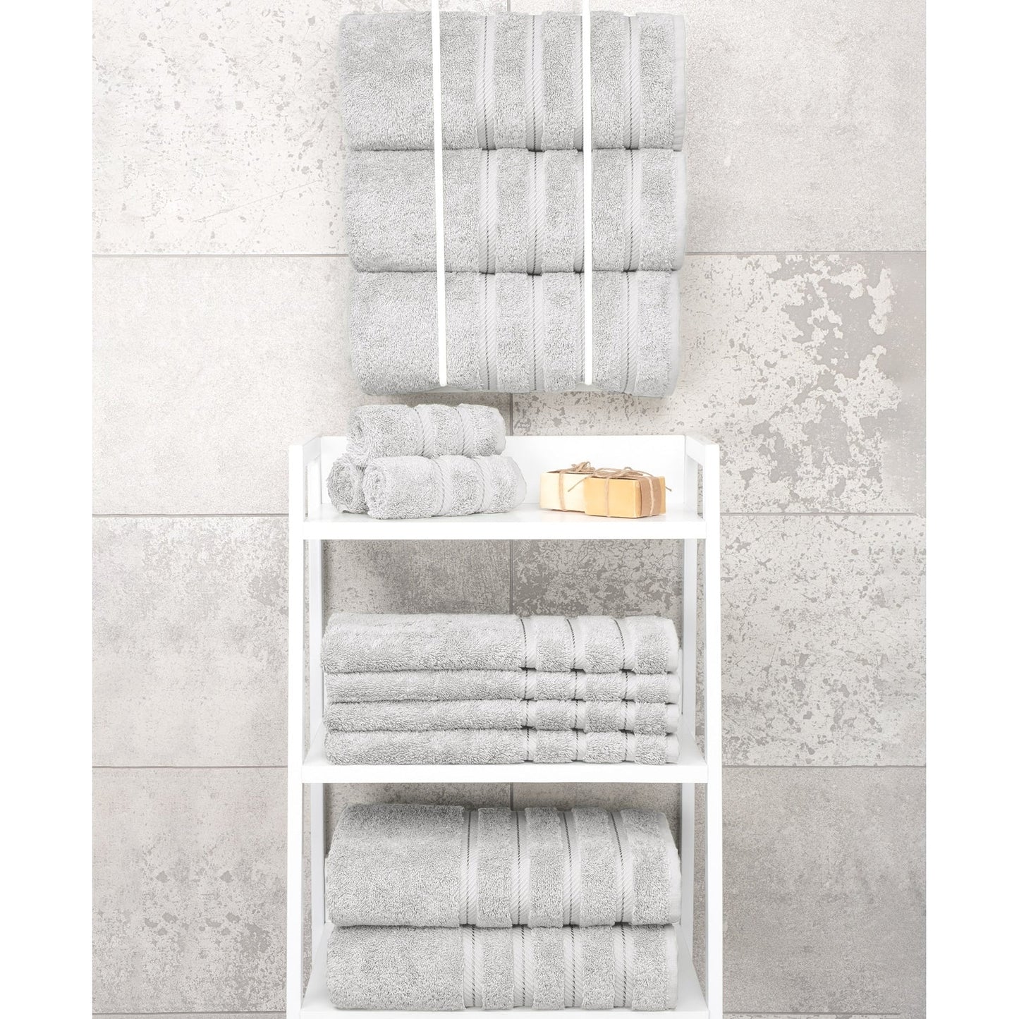 Asciugamani da bagno turchi in lino morbido americano 100% cotone, grandi, confezione da 4, set da bagno di qualità per hotel e spa di lusso