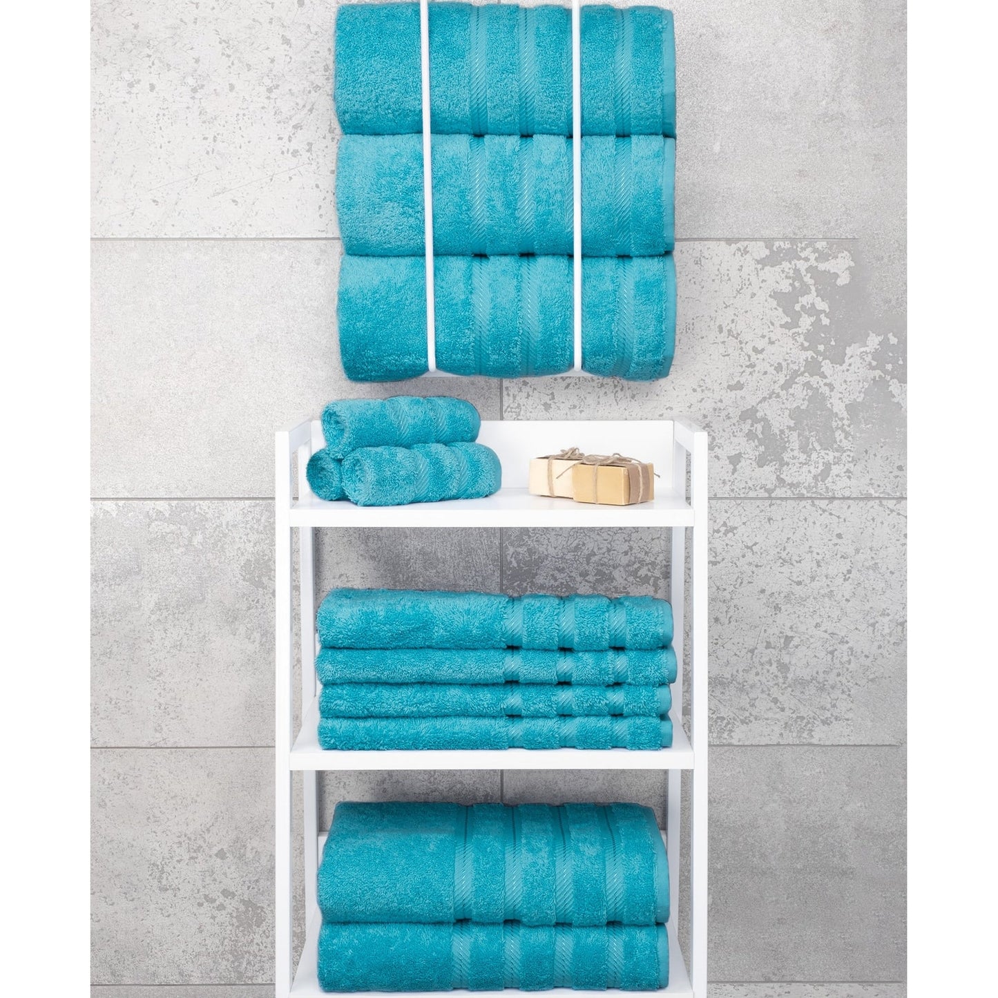 Asciugamani da bagno turchi in lino morbido americano 100% cotone, grandi, confezione da 4, set da bagno di qualità per hotel e spa di lusso