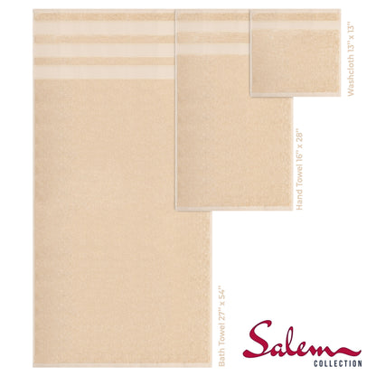 Set di asciugamani da bagno Salem in morbido lino americano, 6 pezzi di asciugamani per il bagno, grandi, 100% cotone, 2 asciugamani da bagno, 2 asciugamani per le mani, 2 salviette.