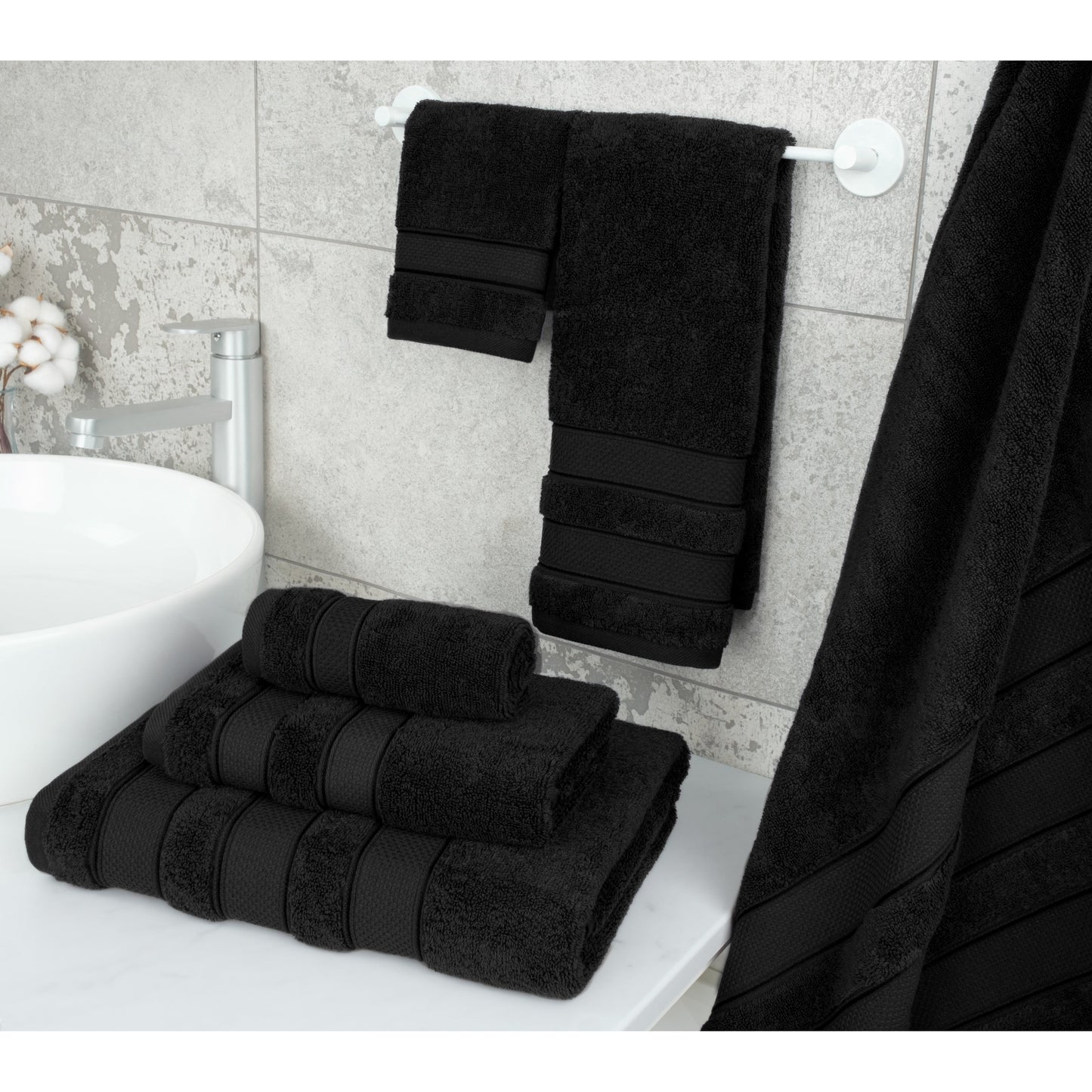 Set di asciugamani da bagno Salem in morbido lino americano, 6 pezzi di asciugamani per il bagno, grandi, 100% cotone, 2 asciugamani da bagno, 2 asciugamani per le mani, 2 salviette.
