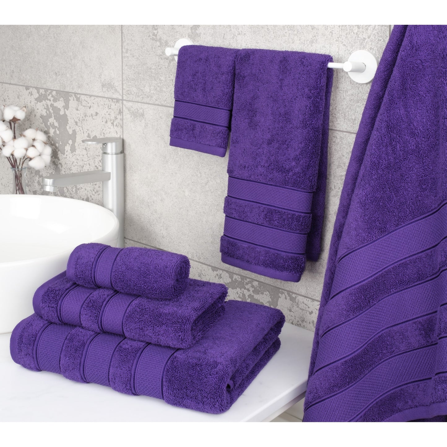 Set di asciugamani da bagno Salem in morbido lino americano, 6 pezzi di asciugamani per il bagno, grandi, 100% cotone, 2 asciugamani da bagno, 2 asciugamani per le mani, 2 salviette.