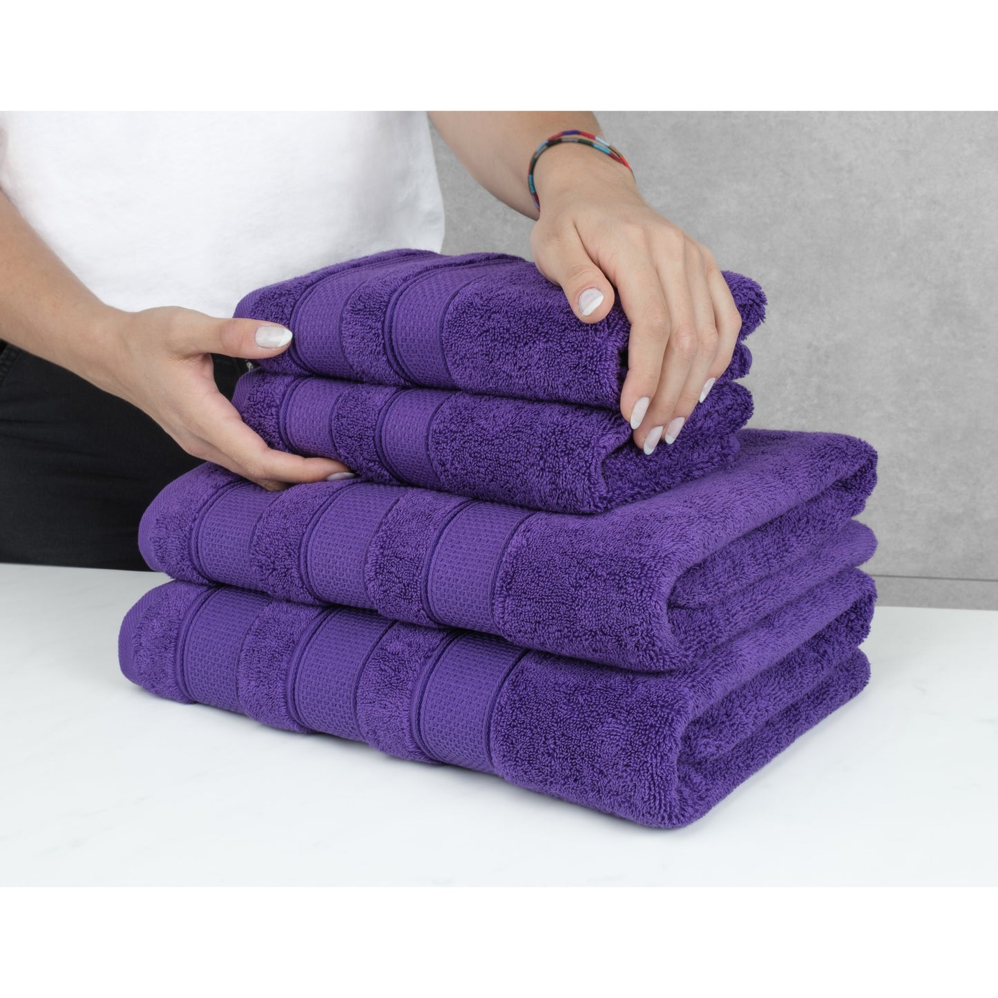 Set di asciugamani da bagno Salem in morbido lino americano, 6 pezzi di asciugamani per il bagno, grandi, 100% cotone, 2 asciugamani da bagno, 2 asciugamani per le mani, 2 salviette.