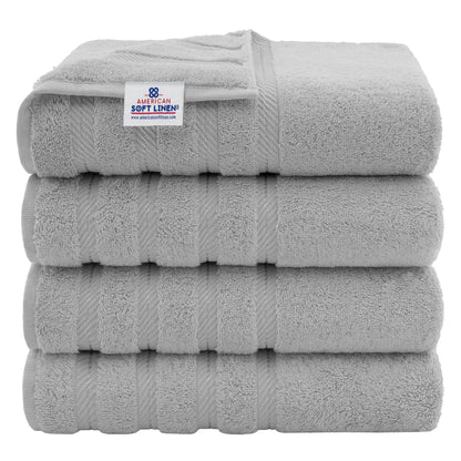 Asciugamani da bagno turchi in lino morbido americano 100% cotone, grandi, confezione da 4, set da bagno di qualità per hotel e spa di lusso