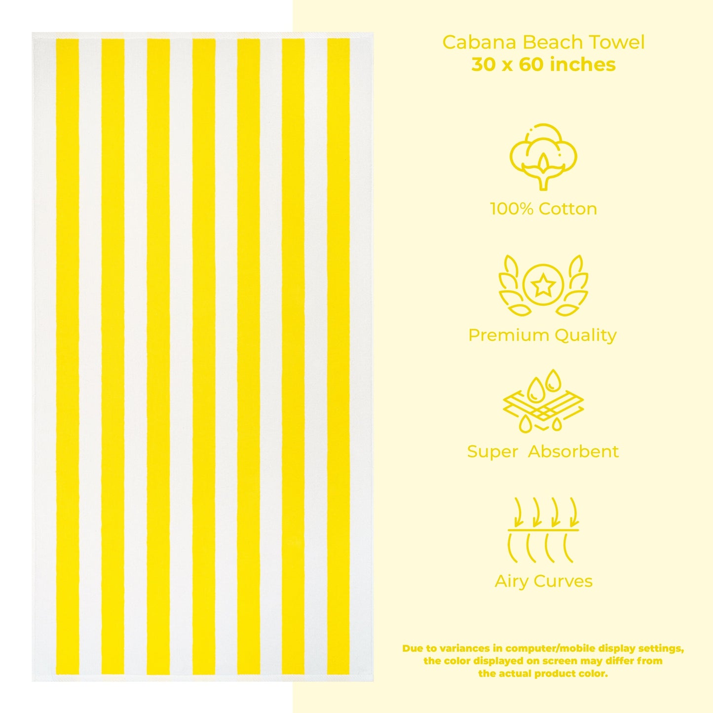 American Soft Linen, teli mare 100% cotone, confezione da 4, teli piscina a righe Cabana 30 x 60 cm