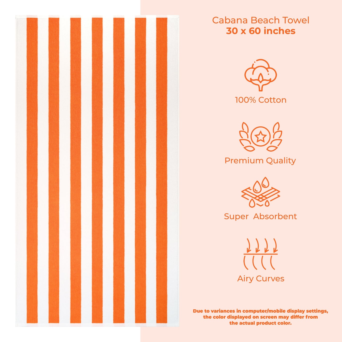 American Soft Linen, teli mare 100% cotone, confezione da 4, teli piscina a righe Cabana 30 x 60 cm