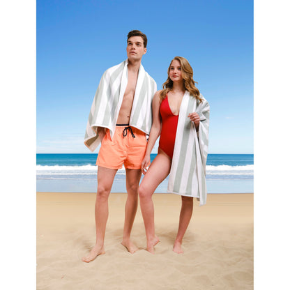 American Soft Linen, teli mare 100% cotone, confezione da 4, teli piscina a righe Cabana 30 x 60 cm