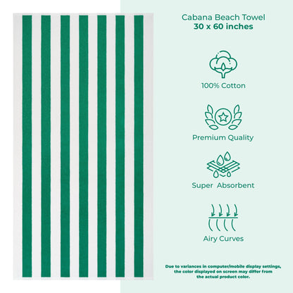 American Soft Linen, teli mare 100% cotone, confezione da 4, teli piscina a righe Cabana 30 x 60 cm