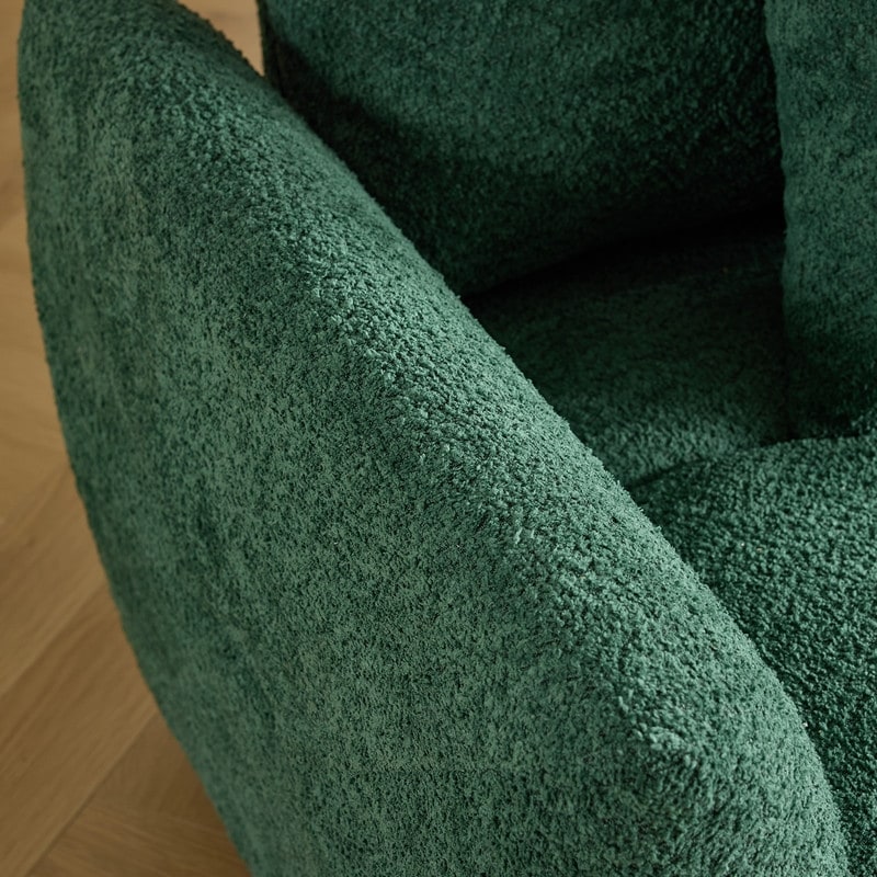 Divano americano in tessuto bouclé con pouf - 3 posti 1 pouf