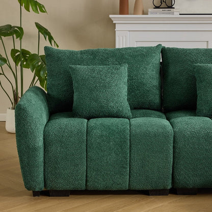 Divano americano in tessuto bouclé con pouf - 3 posti 1 pouf