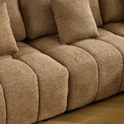 Divano americano in tessuto bouclé con pouf - 3 posti 1 pouf