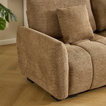 Divano americano in tessuto bouclé con pouf - 3 posti 1 pouf