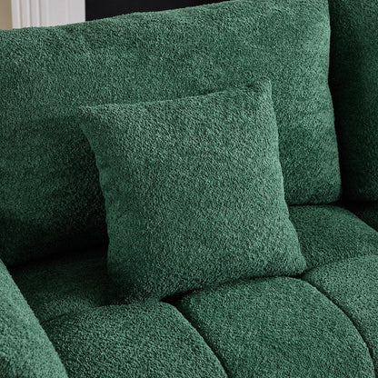 Divano americano in tessuto bouclé con pouf - 3 posti 1 pouf