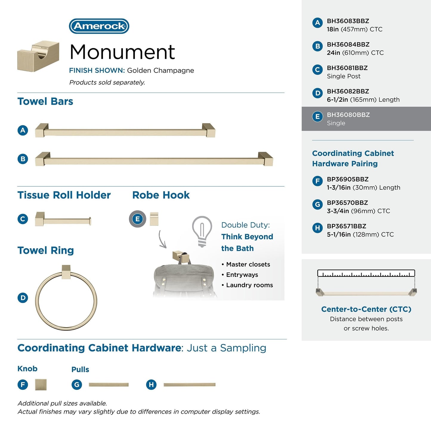 Appendiabiti singolo Amerock Monument Contemporary