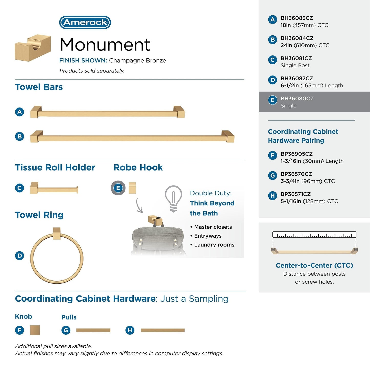 Appendiabiti singolo Amerock Monument Contemporary